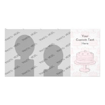 Rosa Kuchen auf rosa Kuchen-Muster Photo Grußkarte