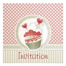 Rosa Kuchen-Einladung