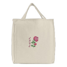 Rosa Leinwand-Taschentasche der Rosen Liebe gestic