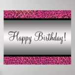 Rosa Leopard-Party-Fahne Posterdrucke