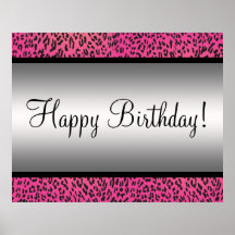 Rosa Leopard-Party-Fahne Posterdrucke