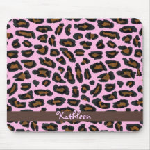 Rosa Leopard-Pelz Girly Mousepad