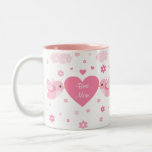 Rosa Liebe-Vogel-Herz-Baby Tee Tasse