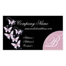 Rosa/lila Schmetterlings-Monogramm-Geschäfts-Karte Visitenkarte