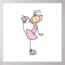 Rosa Mädchen-Strichmännchen-Eis-Skater Posterdrucke