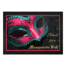Rosa Masken-Kostümball-Halloween-Einladung