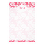 Rosa mit Blumenmit Monogramm Druckpapiere