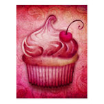 Rosa Paisley-kleiner Kuchen Postkarte