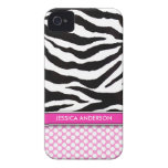 Rosa Polka-Punktzebra-Streifen iPhone 4 Case-Mate iPhone 4 Case-Mate Hülle