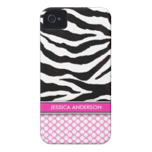 Rosa Polka-Punktzebra-Streifen iPhone 4 Case-Mate iPhone 4 Case-Mate Hülle