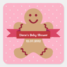Rosa Polkalebkuchenmann-Band-Babypartyumbau Sticker