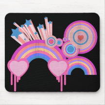 Rosa Punkregenbogen-Sterne und Spiralen Mousepads