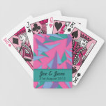 Rosa Retro futuristische Hochzeits-Spielkarten