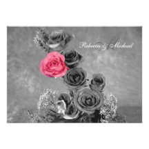 Rosa Rose mit Monogramm Individuelle Ankündigungen