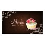 Rosa Rosen Kuchen-Geschäfts-Karten-Leinenbrowns Visitenkartenvorlage