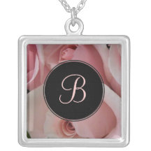 Rosa Rosen-Monogramm-Halskette - Juni-Geburts-Blum