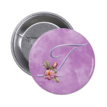 Rosa Rosen-Monogramm T Anstecknadelbuttons