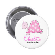 ROSA SCHILDKRÖTE-BABYPARTY-NAMENSSCHILD-KNOPF BUTTON