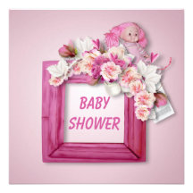 Rosa Schmetterlinge, Blumen u. Bogen-Baby-Mädchen- Personalisierte Einladungskarte