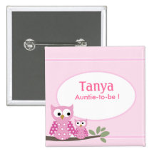 Rosa Schrei-Eulen-Babyparty-Namensschild-Knopf Buttons