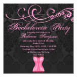 Rosa-/Schwarz-Strudel u. Korsett Bachelorette lade Personalisierte Einladungskarten
