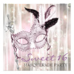 Rosa Schwarz-weißes Maskerade-Party des Bonbon-16 Ankündigungskarte