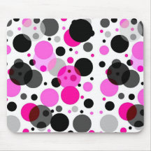 Rosa, schwarze, graue Punkte Mousepad