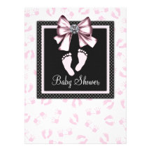 Rosa schwarze rosa Abdruck-Babyparty Individuelle Ankündigung