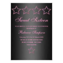 Rosa/schwarzer Geburtstag des Juwel-Stern-Bonbon-1 Ankündigungskarte