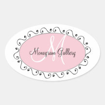 Rosa schwarzer Monogramm-Aufkleber für Geschäft