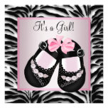 Rosa Schwarzes beschuht rosa Zebra-Babyparty Einladungskarte