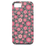 Rosa schwarzes graues Blumen-Muster iPhone 5 Case
