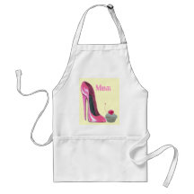 Rosa Stilett-Schuh und kleiner Kuchen Schürze