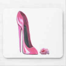 Rosa Stilett-Schuh und Rose Mauspad