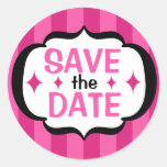Rosa Streifen-Save the Date Aufkleber