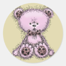 Rosa Teddybär Runder Aufkleber