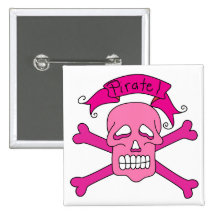 Rosa Totenkopf mit gekreuzter Knochen-T-Shirts und Buttons