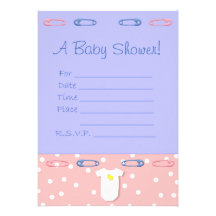 Rosa u. blaue Babyparty-Einladung