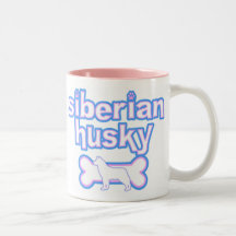 Rosa u. blauer Husky-Becher Tee Haferl