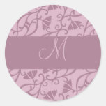 Rosa u. malvenfarbenes Monogramm Runde Sticker