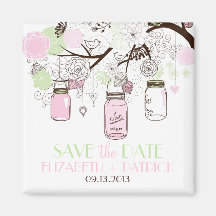 Rosa-u. Minzen-grüner Maurer-Glas-Save the Date Ma Magnets
