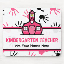 Rosa u. schwarze Handprints Kindergärtnerin Mousepad