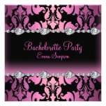 Rosa u. schwarzer Damast u. Diamant Bachelorette l Personalisierte Einladungen