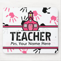 Rosa u. schwarzer Handprints Lehrer Mousepad