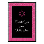 Rosa u. schwarzer Tupfen-Schläger Mitzvah danken I Grußkarten