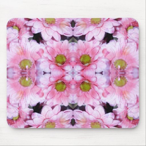Rosa u. weiße Gänseblümchen Mousepad