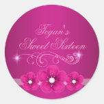 Rosa Umschlagaufkleber/-Siegel des Blumen-Bonbon-1