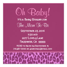 Rosa-und Beeren-Leopard-Babyparty R020 Einladungskarte
