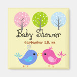 Rosa und blauer Vogel-Babyparty-Magnet Kühlschrankmagnete