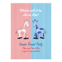 Rosa und blaues Giraffen-Geschlecht decken Party a einladungen